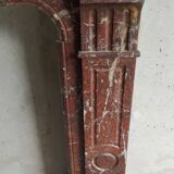 Old Louis XV red marble fireplace