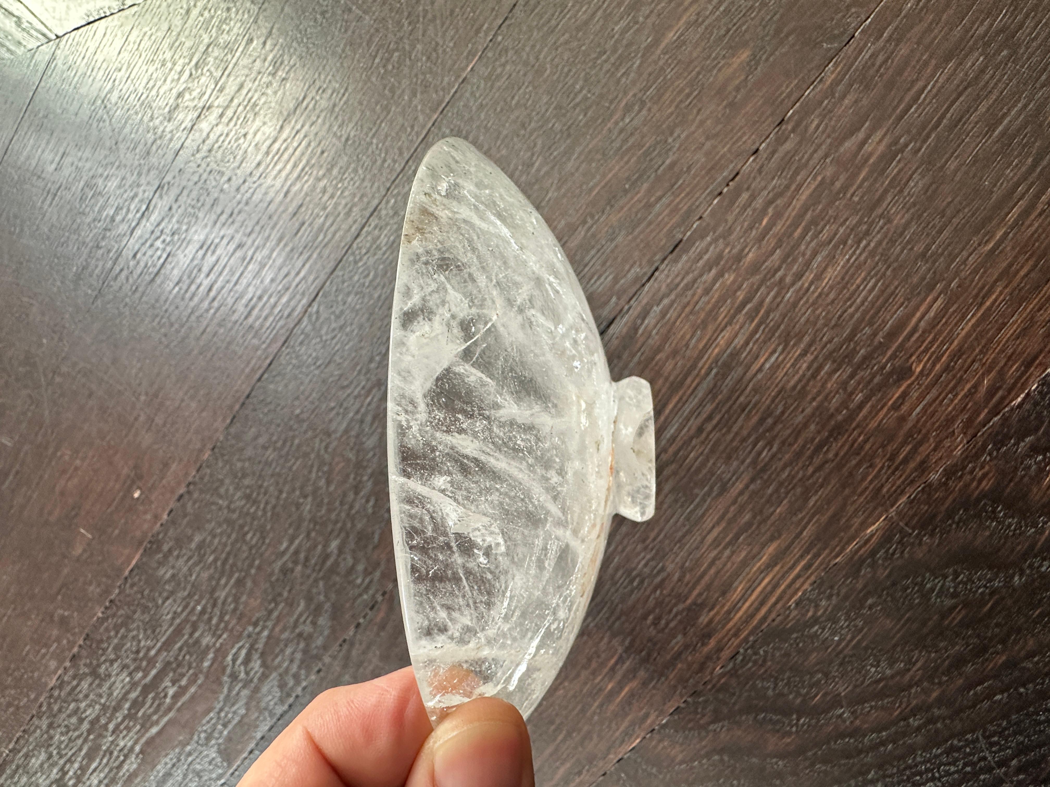 Natural rock crystal plate, anonymous, circa 1970.