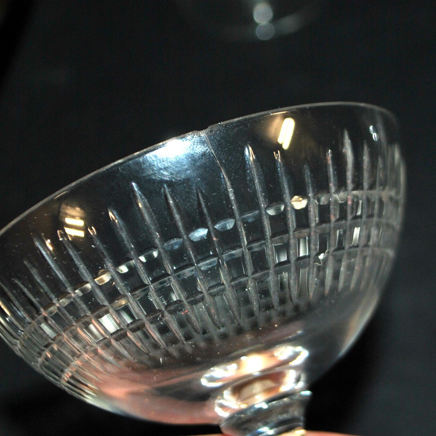 Baccarat set of 6 champagne glasses Nancy in cut crystal organ pipe design 11.5 cm