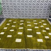 Handmade green pure wool rug, size 150 x 250 cm