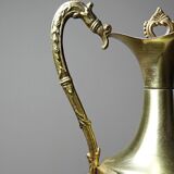 Vintage decorative jug in moulded glass and gilded brass, Italy circa 1980.