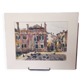 Watercolor place for pigeons