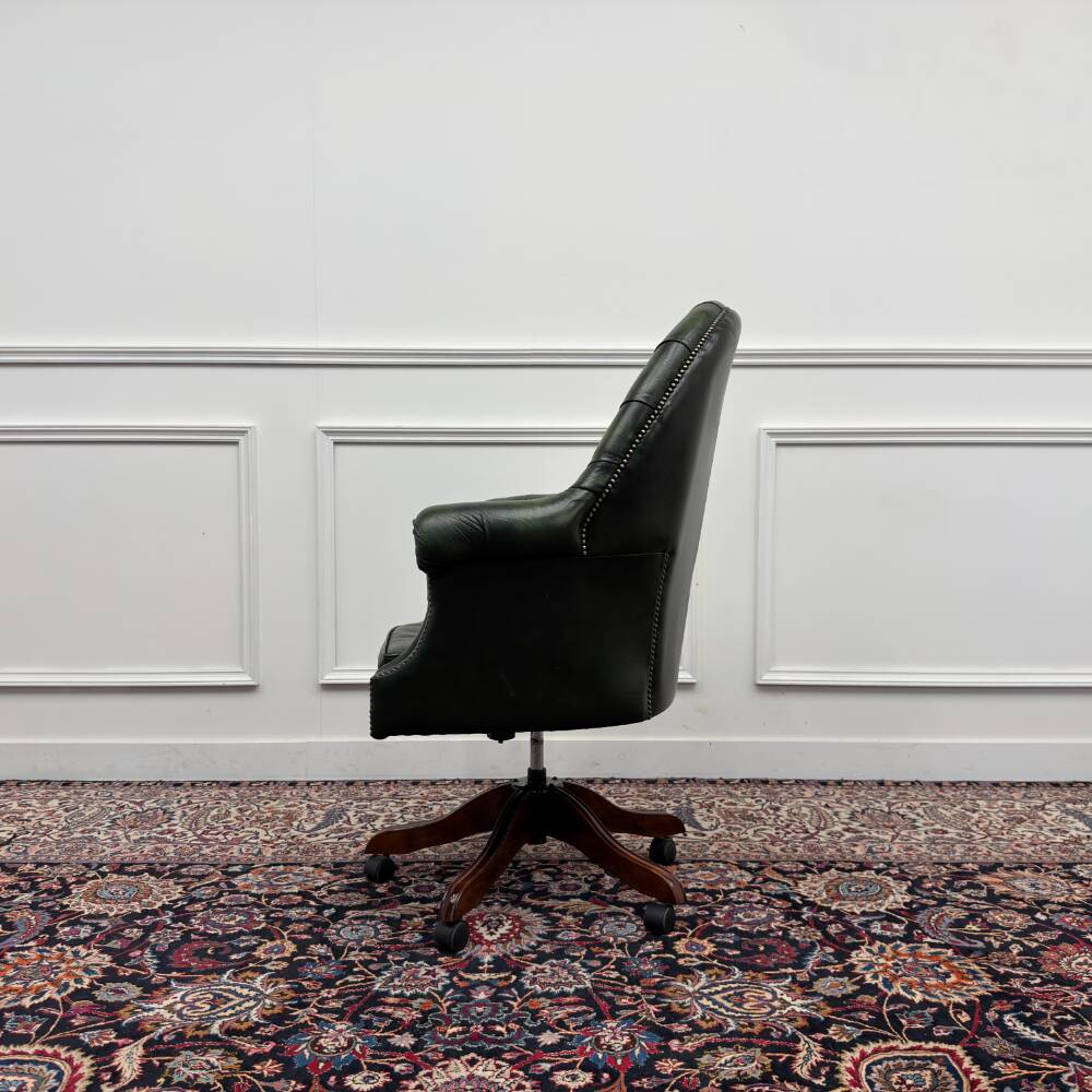 Classic English Chesterfield Director Chair Green