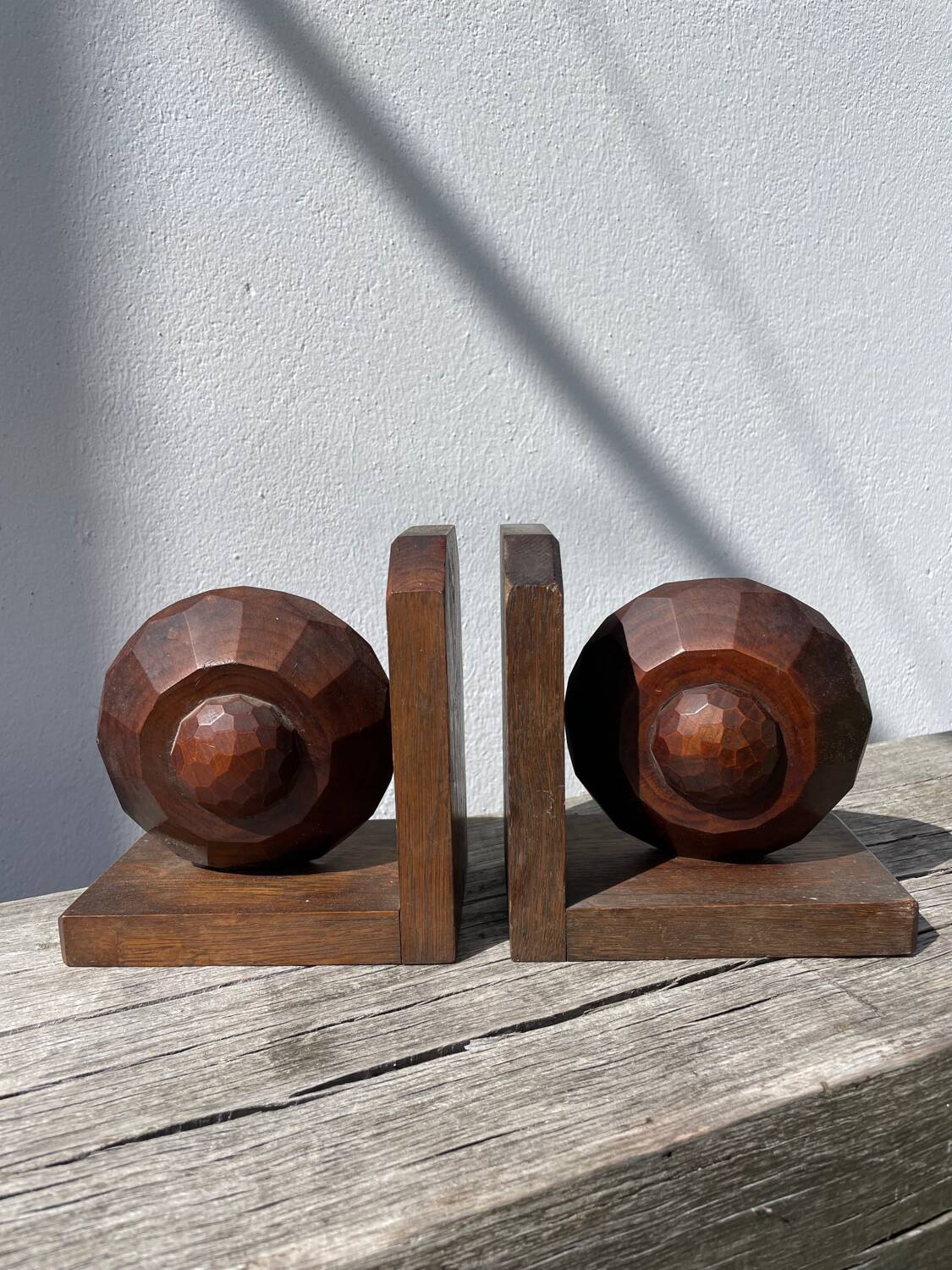 Art Deco wooden bookends