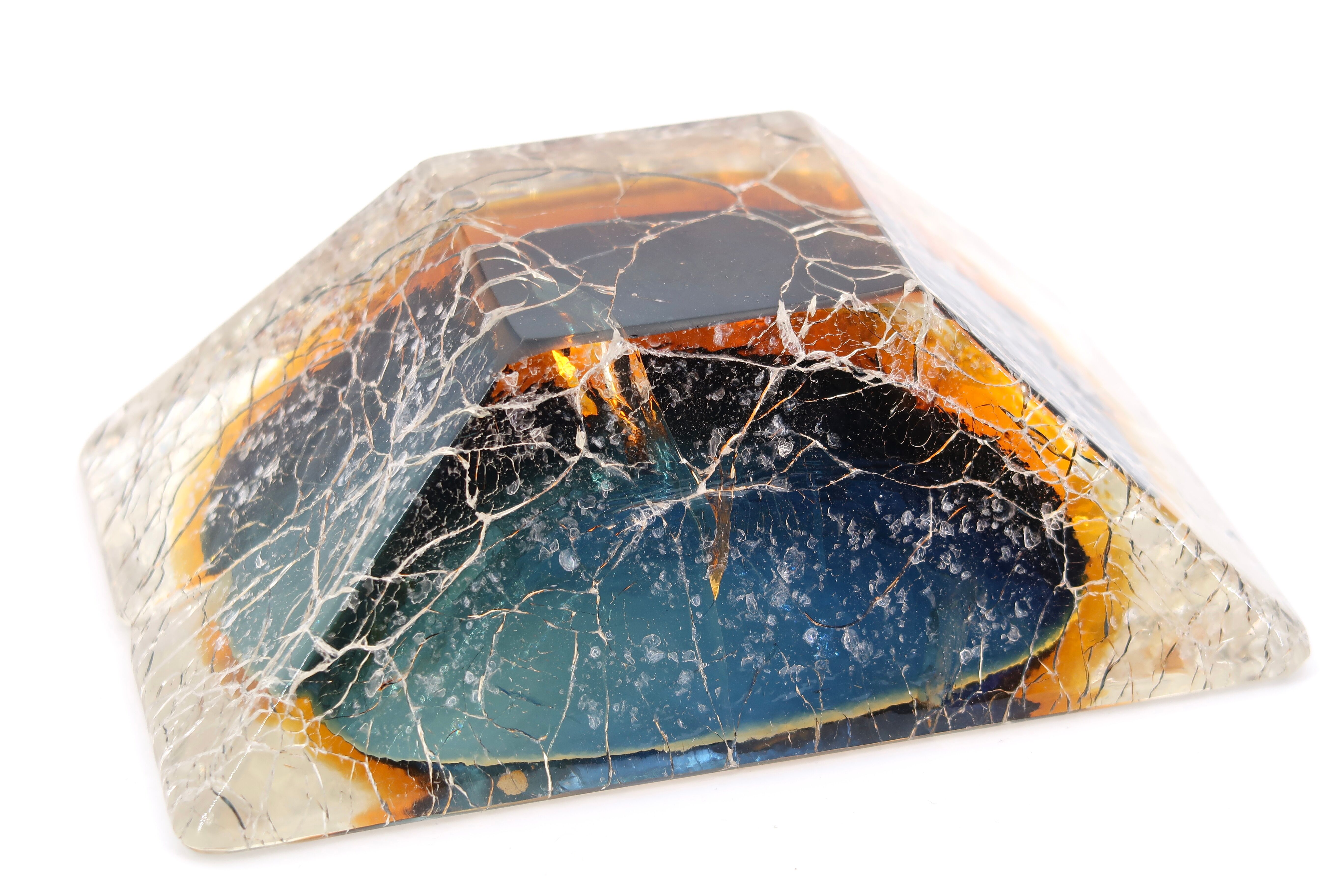 Cendrier en verre craquelé de Murano, Italie années 70