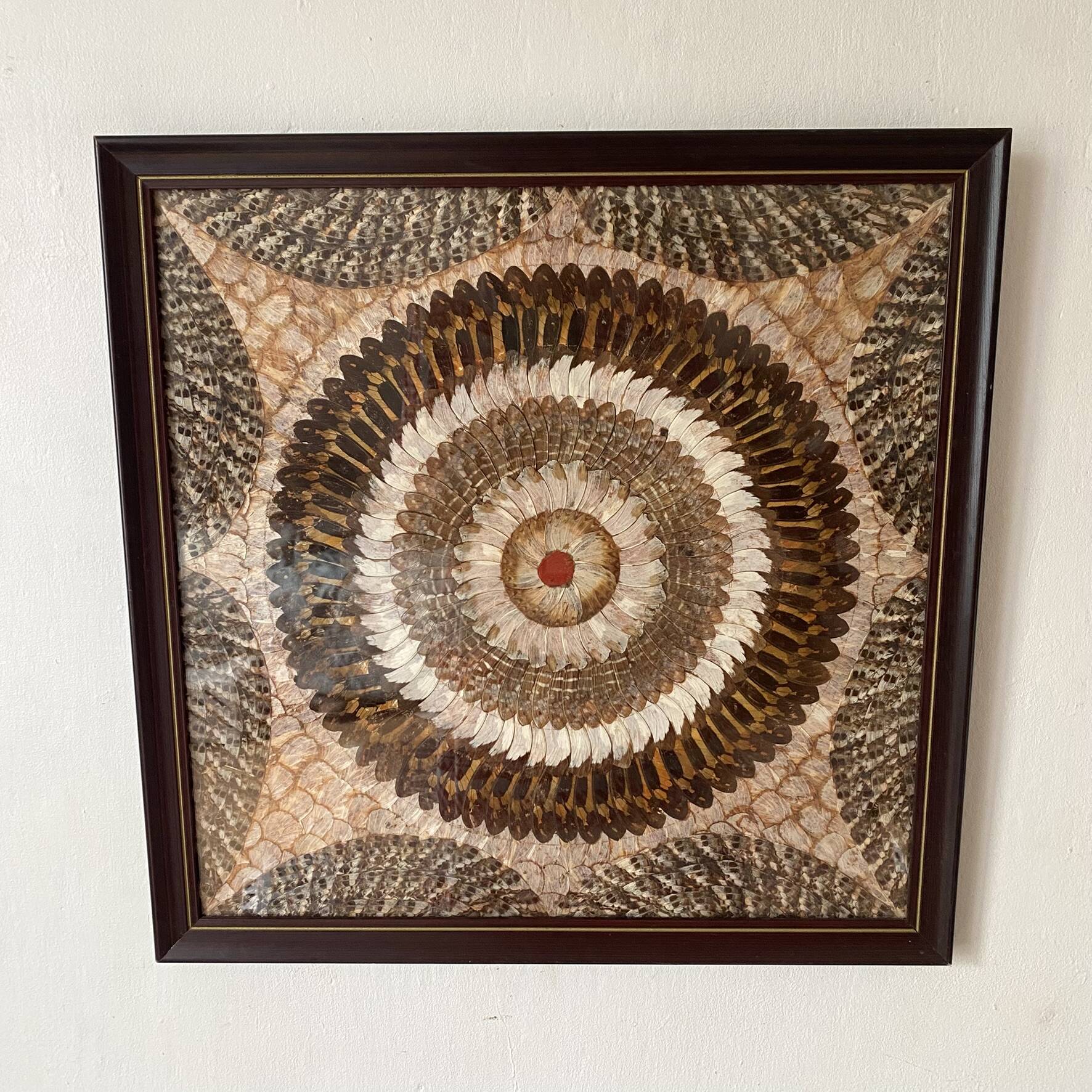 Vintage frame butterfly wings mosaic