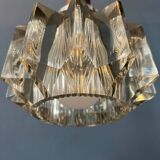 Small mid-century crystal glass pendant lamp