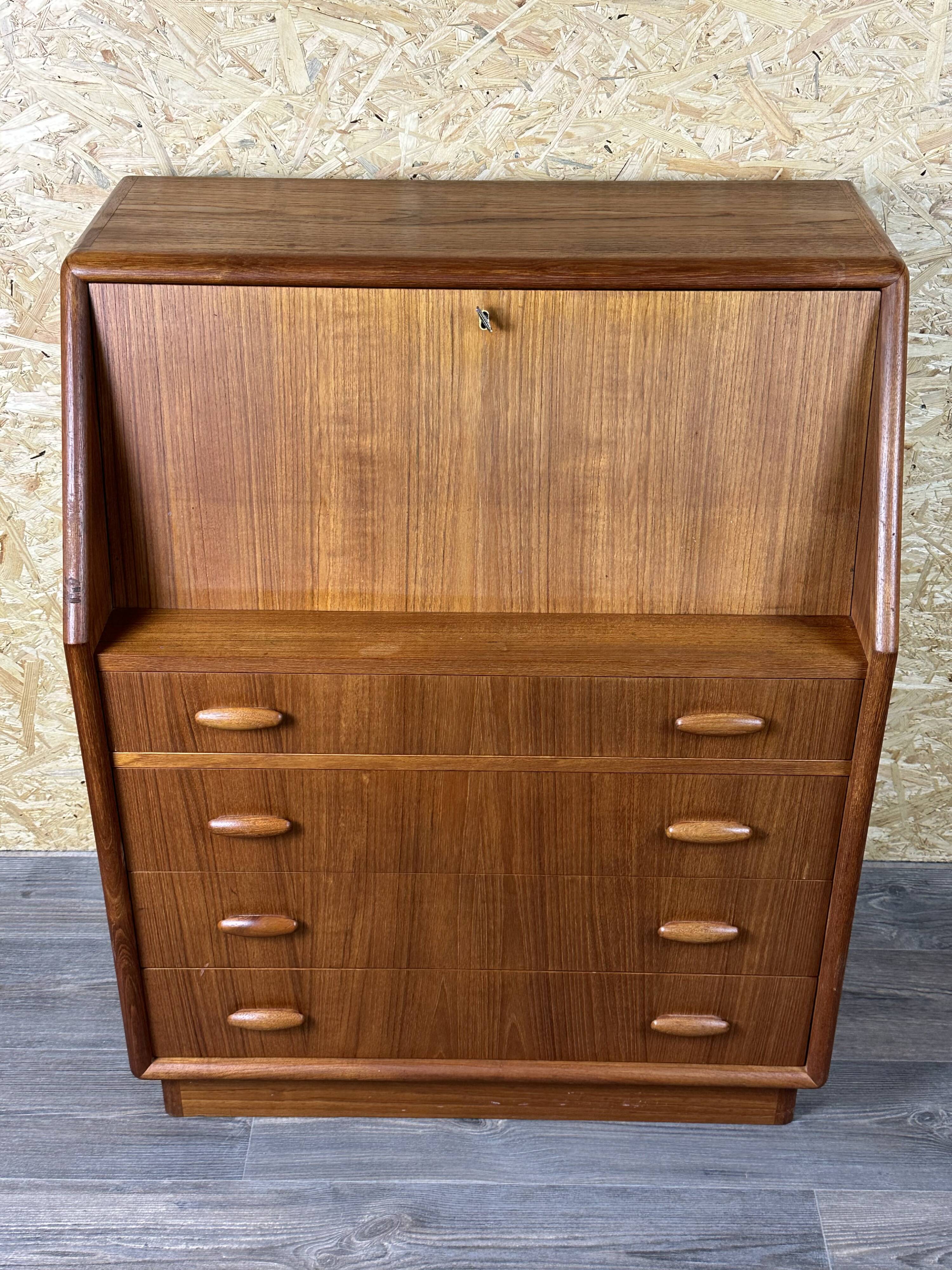60s 70s teak secretary chest of drawers Danish Modern by Dyrlund Denmark