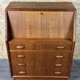60s 70s teak secretary chest of drawers Danish Modern by Dyrlund Denmark