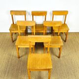 6 vintage oak chairs from the 1960s