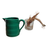 Small malachite green pitcher signed Poët Laval
