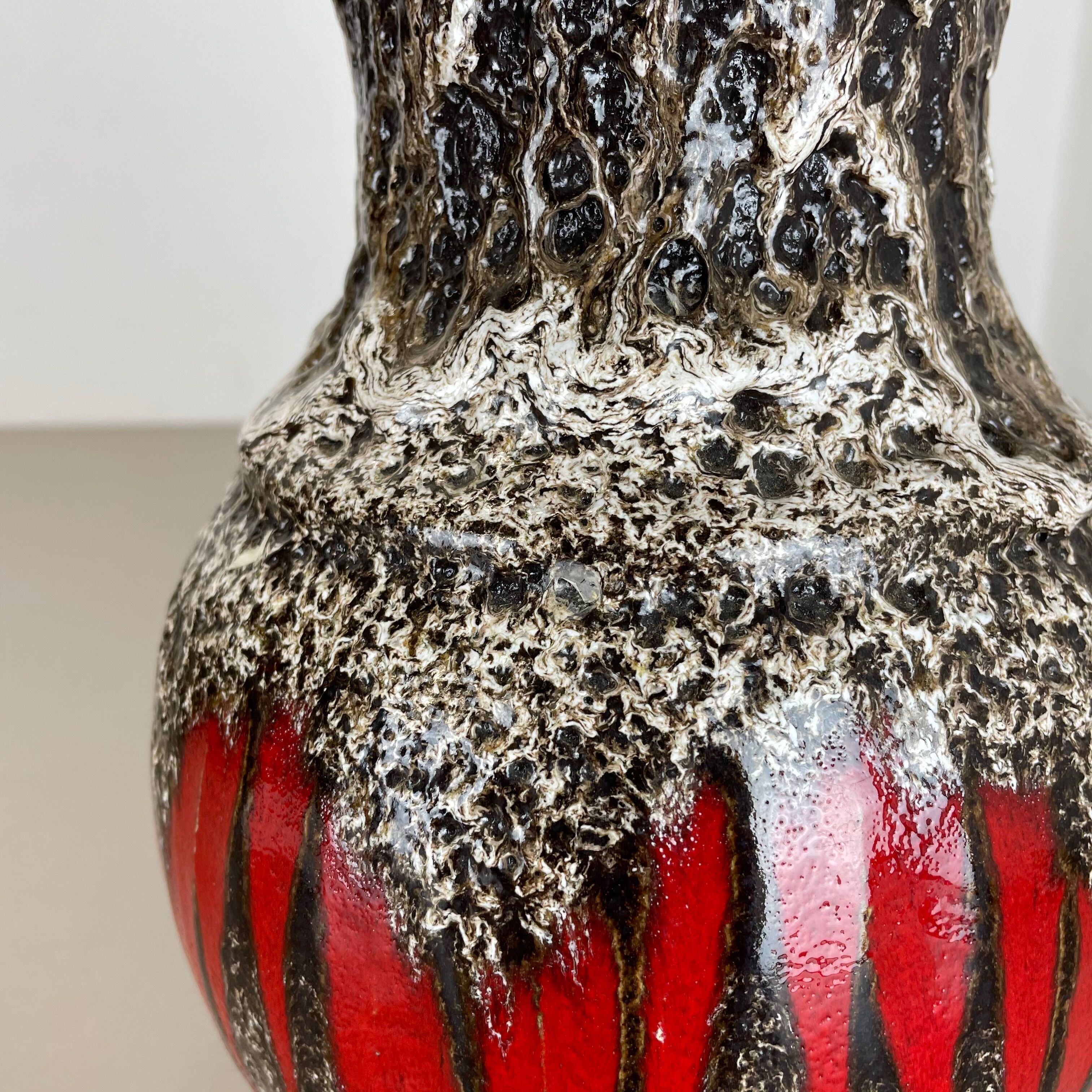Zig Zag Pottery Fat Lava Vase Made by Scheurich, Germany, 1970s