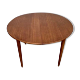 Table ronde vintage en teck diamètre 110 avec rallonge  papillon