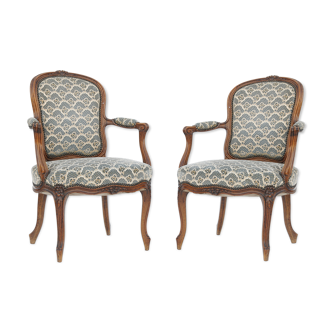 Pair of Louis XV-style convertible armchairs