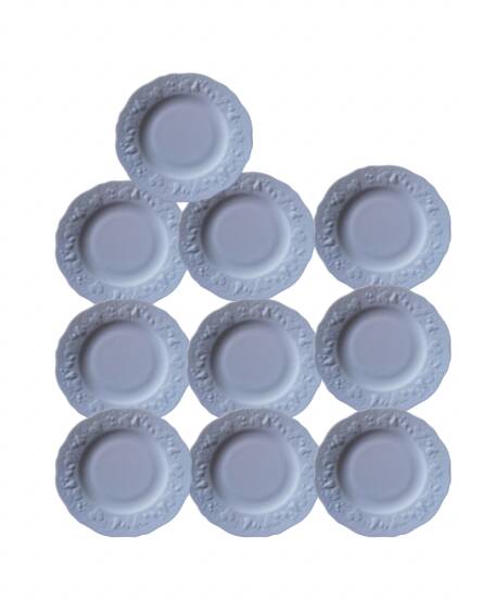set of 10 Limoges porcelain dessert plates with wild ivy