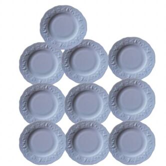 set of 10 Limoges porcelain dessert plates with wild ivy