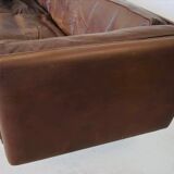 Vintage danish mid-century 3 person brown leather sofa by illum wikkelsø model v11