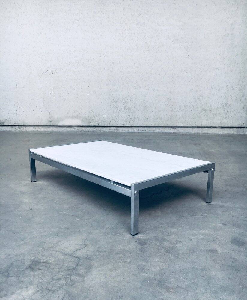 Postmodern Italian Carrara Marble Low Coffee Table, 1970s
