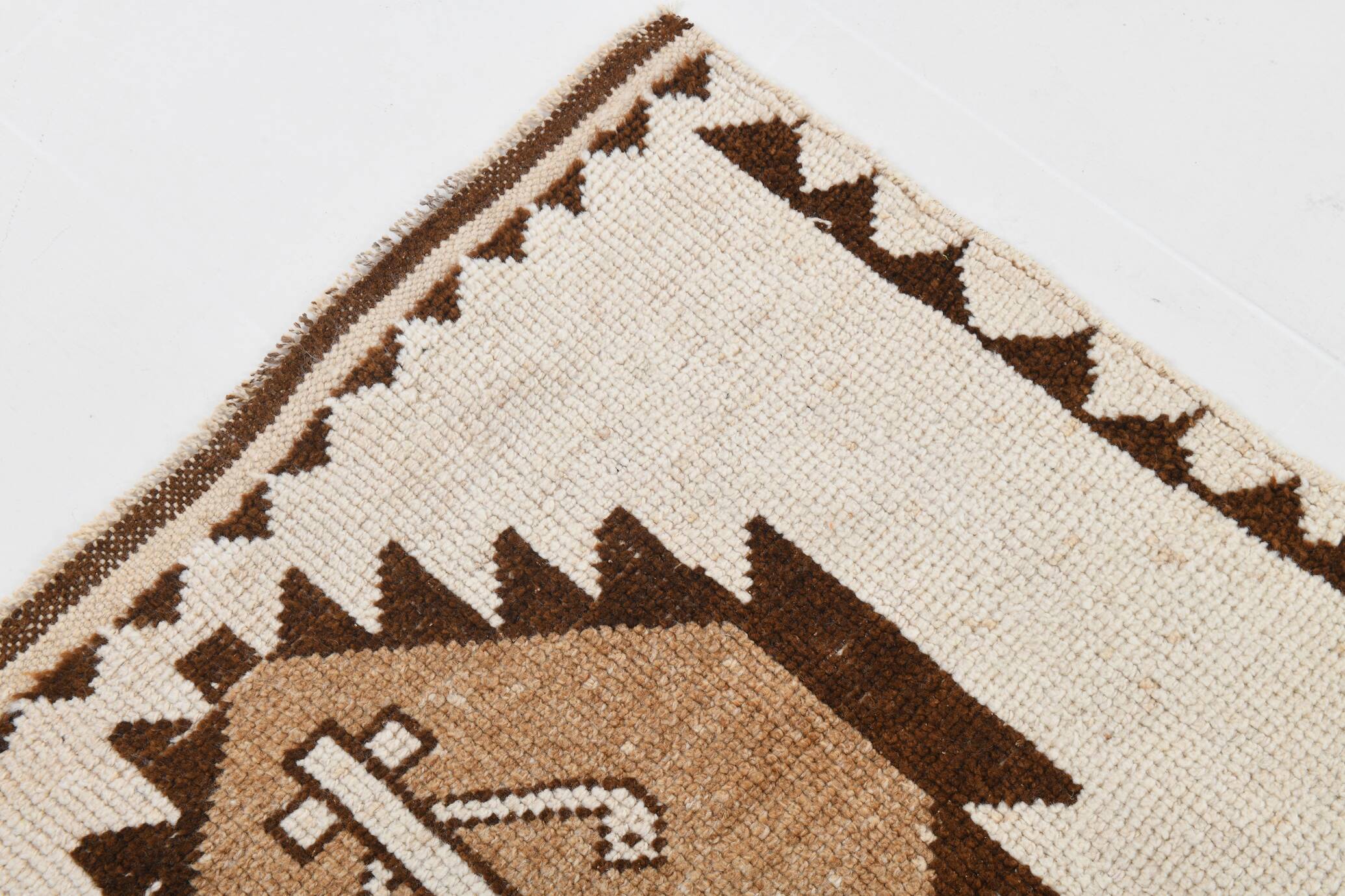 3x11 Brown Beige Persian Kilim Runner Rug, 107x333Cm