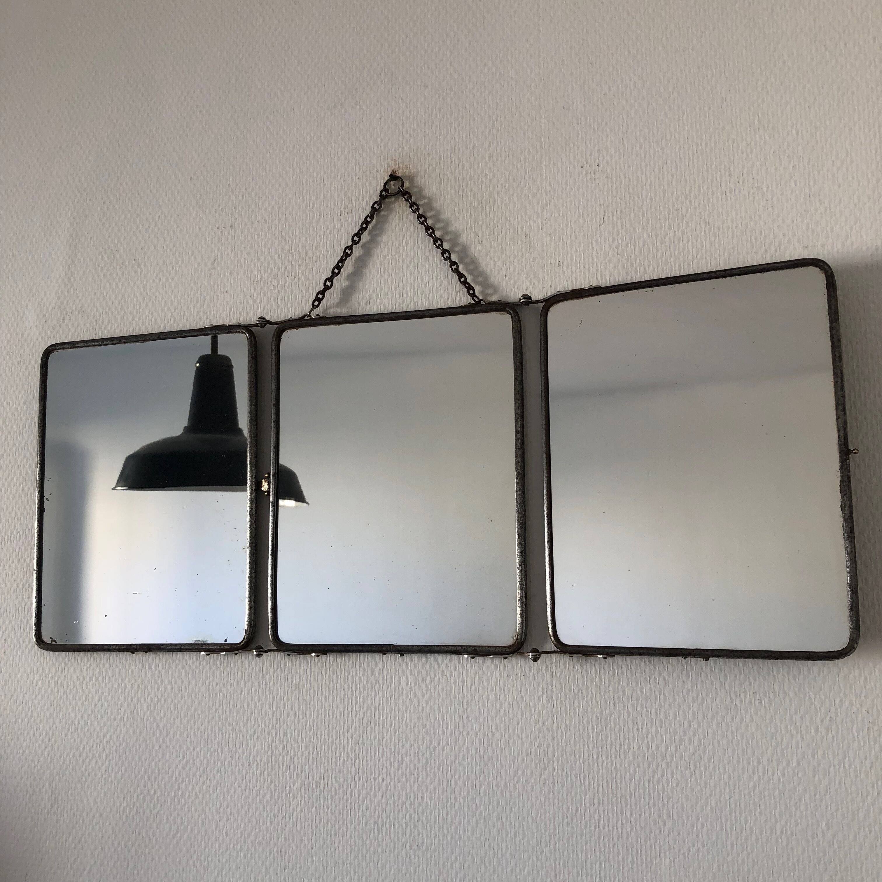 Triptych barber mirror 28x69cm vintage 1930