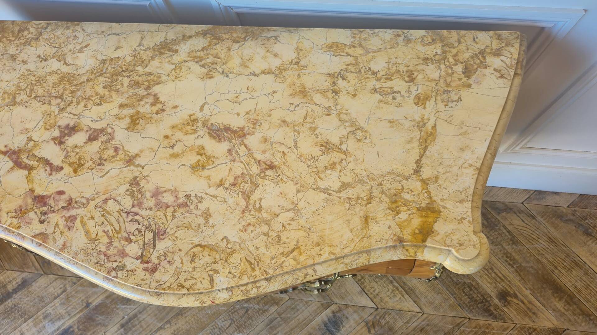 Two-drawer sautéuse in Louis XV style, stamped Skalski.