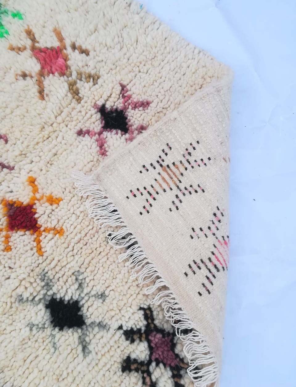 Handmade berber neon carpet 130 x 98 cm