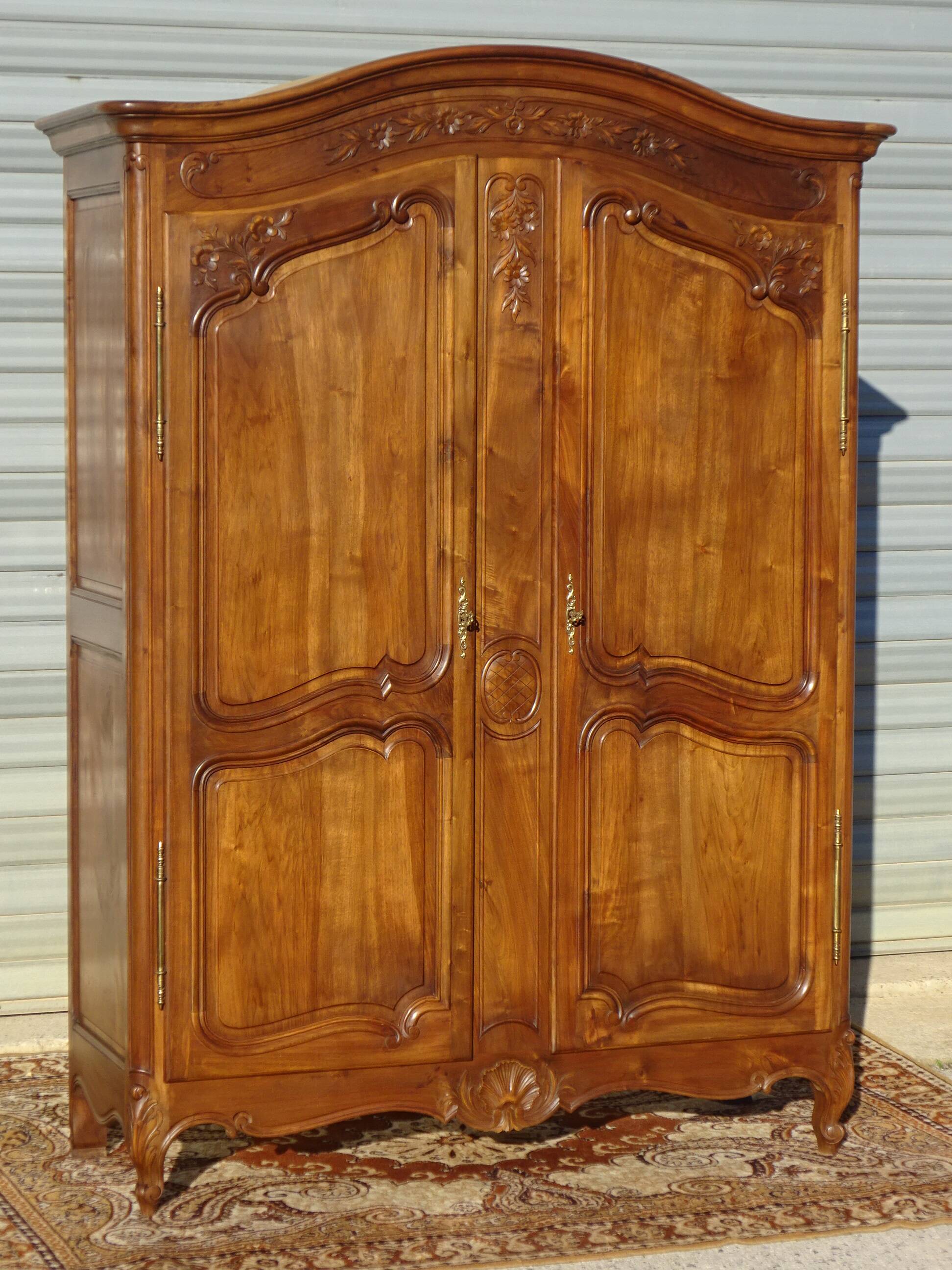 solid walnut wardrobe in Louis XV style