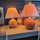 Pair of round base bedside lamps