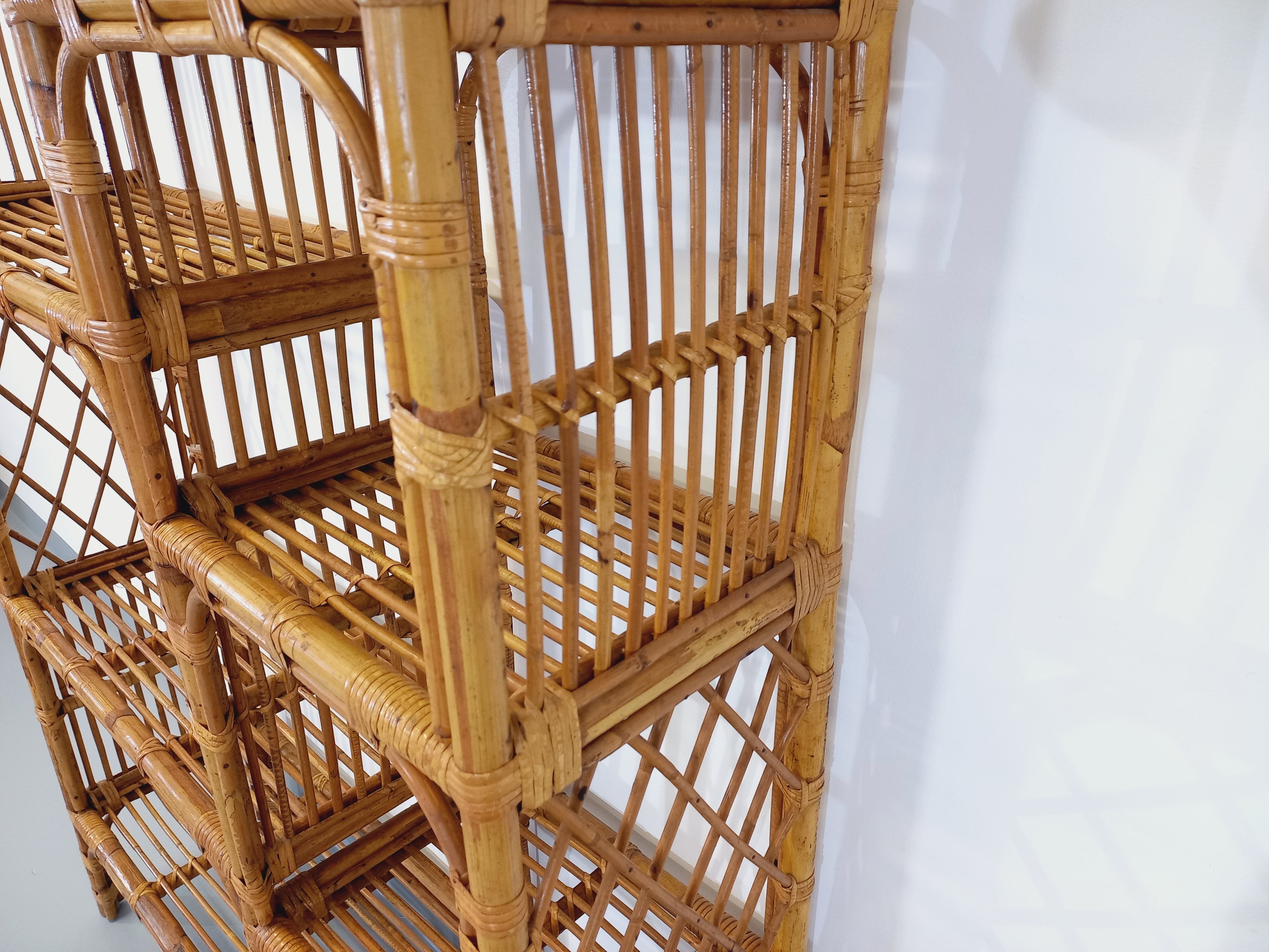 Bookcase vintage rattan shelf from the 60s