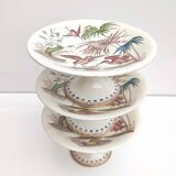 Three porcelain potters decoration heron and bamboo