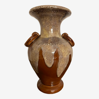 Gaubier Vase Ceramic Saint Amand de Puisaye Art Nouveau brown beige vintage