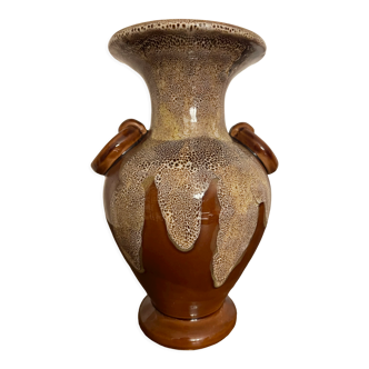 Vase Gaubier Céramique Saint Amand de Puisaye Art Nouveau marron beige vintage