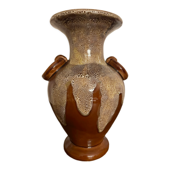 Gaubier Ceramic Vase Saint Amand de Puisaye Art Nouveau brown beige vintage