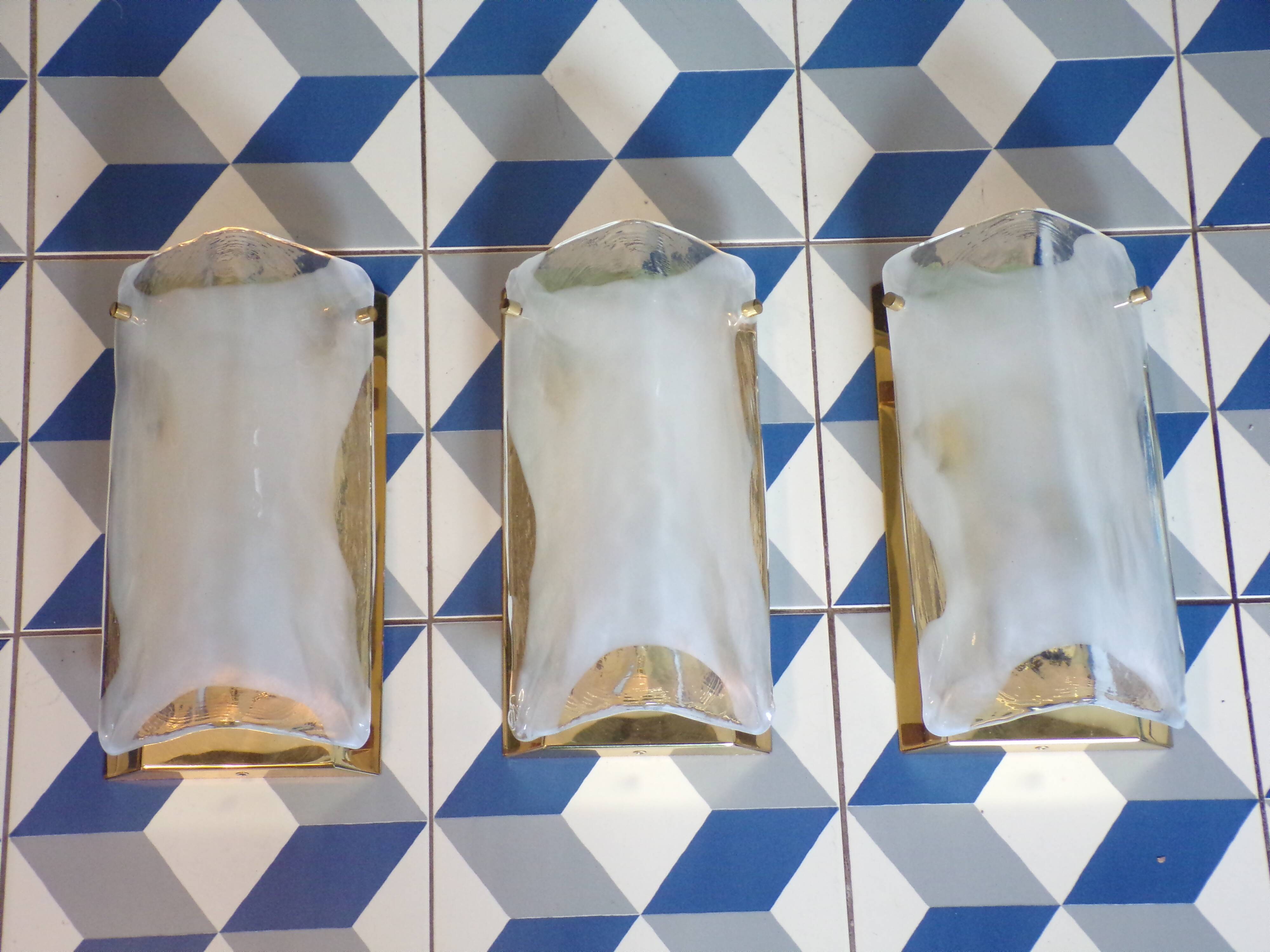 Trio d'appliques J.T. Kalmar verre de Murano