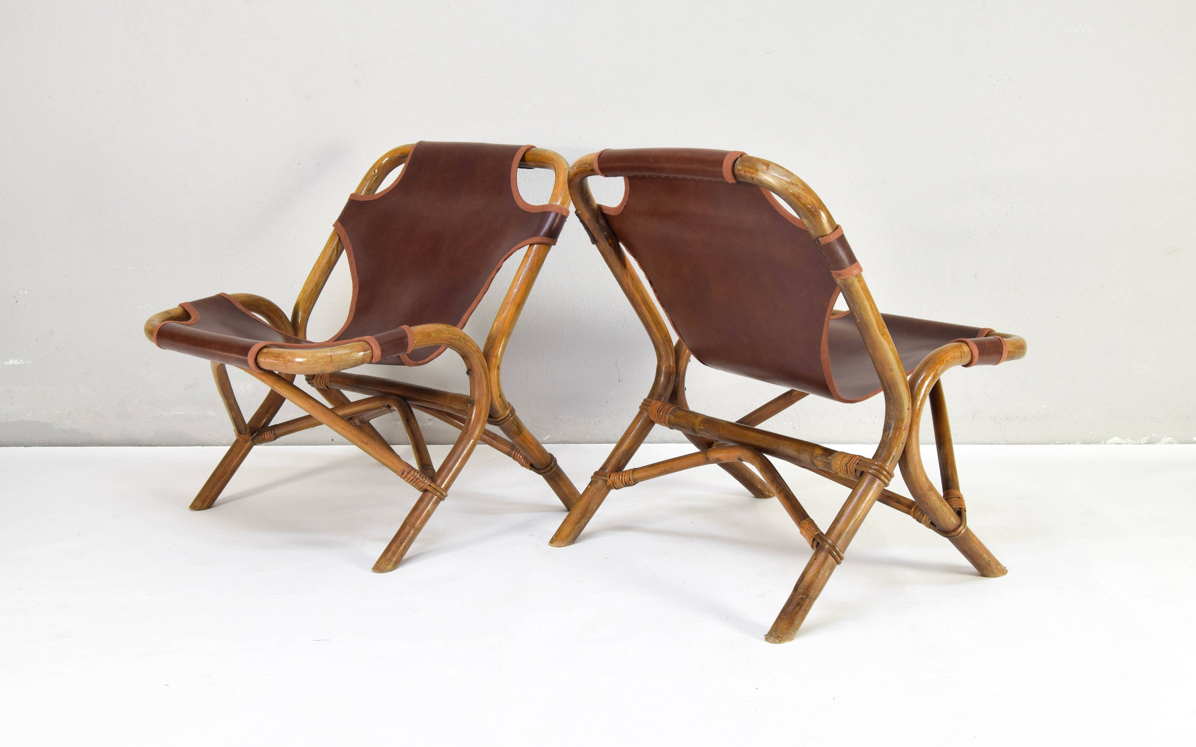 Set of four Mid-Century Modern bamboo armchairs, Spain, 1960