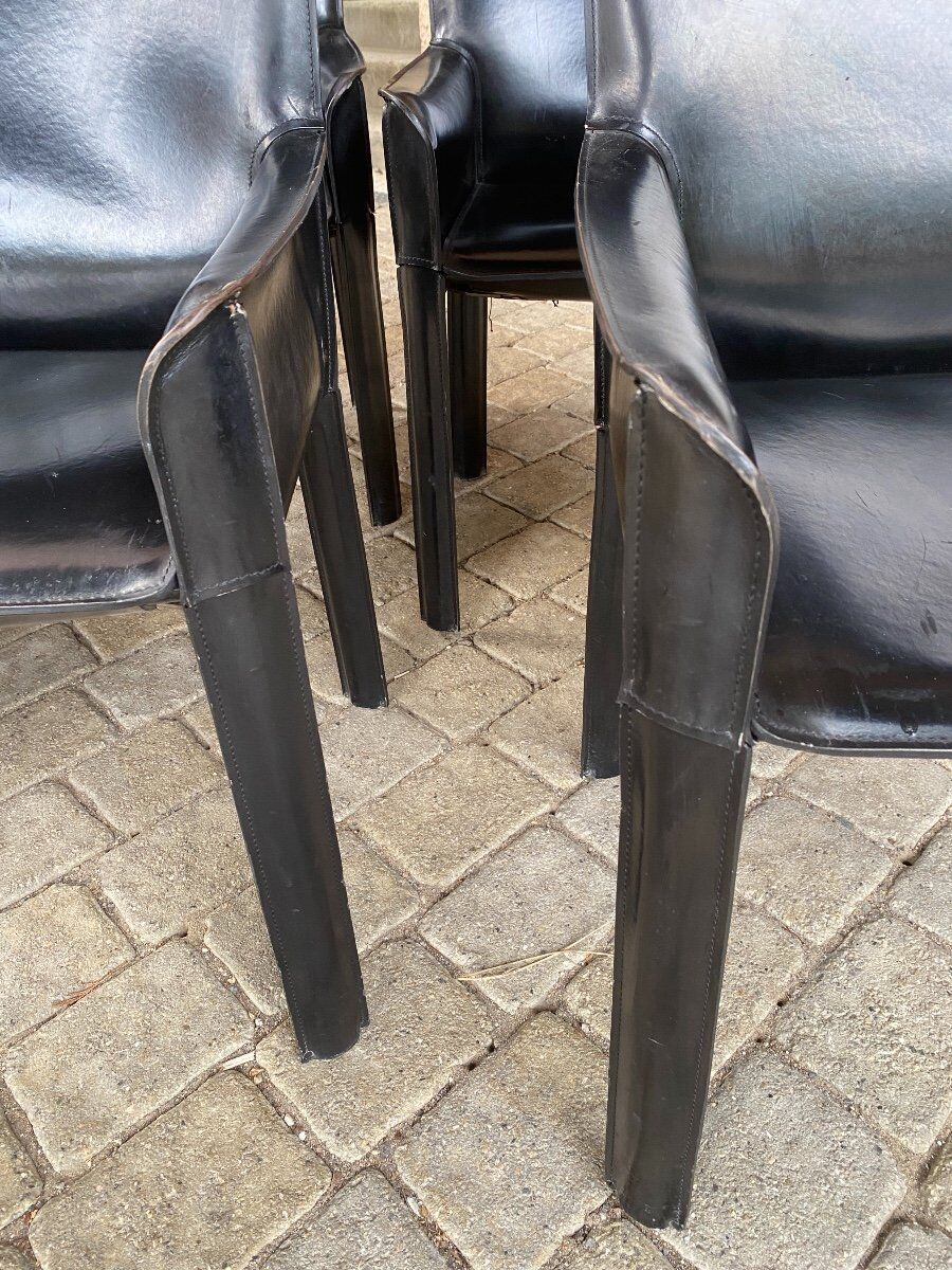 7 armchairs by Couro Brasil in Black Leather