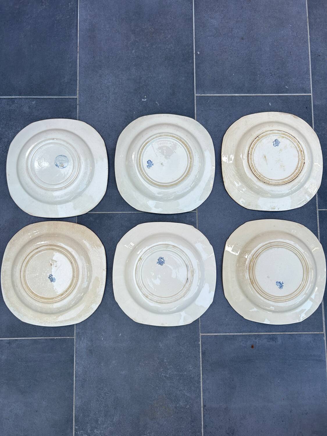 6 Terre de Fer Gien Ibis plates