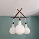 Scandinavian chandelier in teak and white opaline, 1960s
