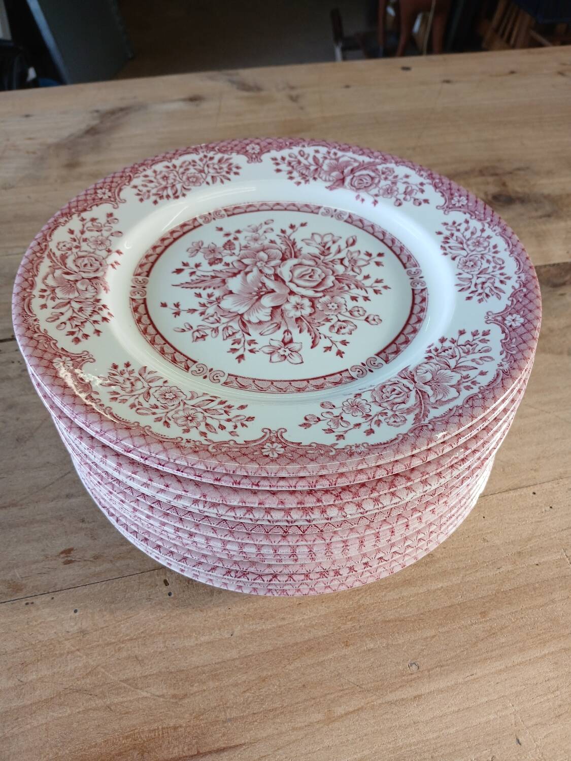 14 Antique English Dinner Plates