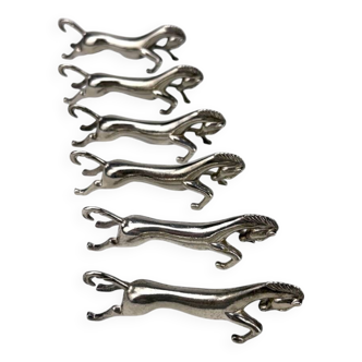Vintage silver metal horse knife holder