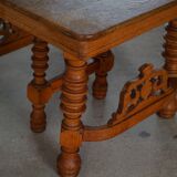 Square dining room/office table from the 19th century, baroque, Danish cabinetmaker.