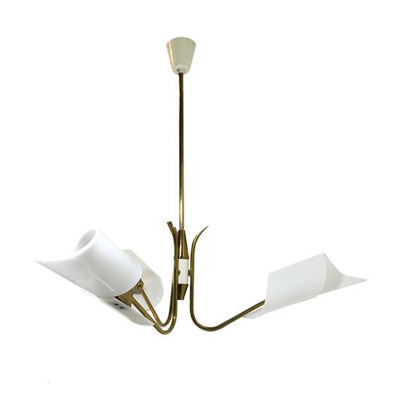 Vintage 1950s brass and twisted resin chandelier