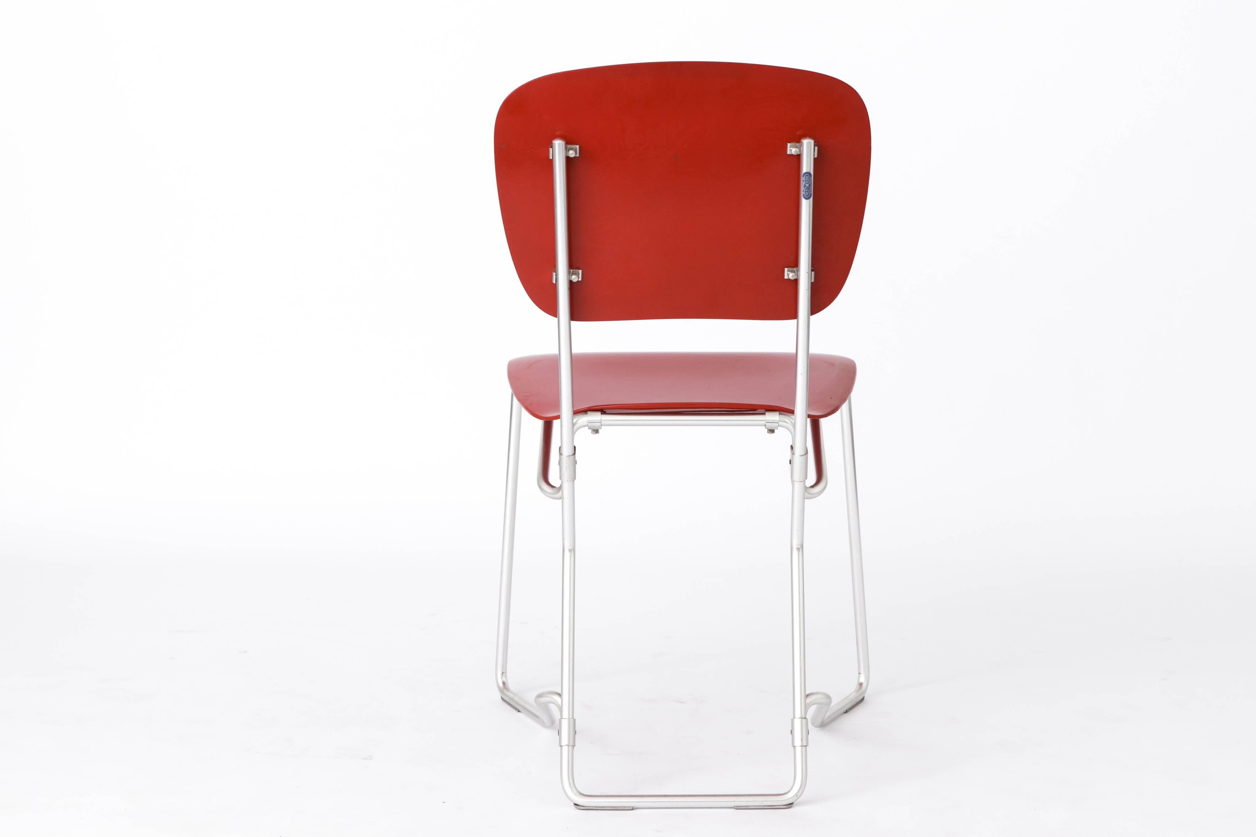 Ensemble de 4 chaises empilables d'Armin Wirth, modèle Aluflex, 1951 Allemagne