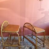 Vintage rattan bedside tables