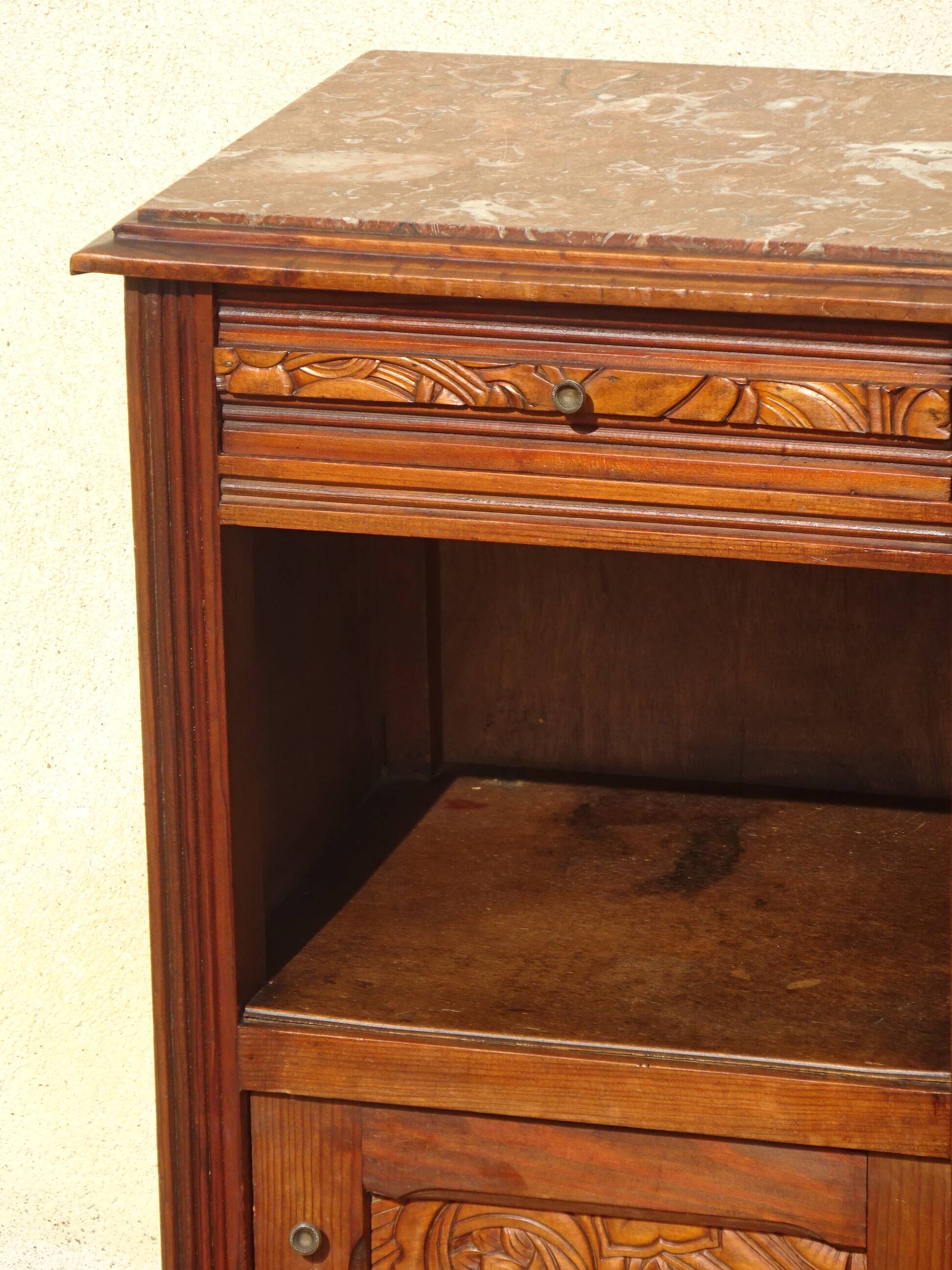 Art Deco period bedside table with marble top
