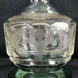 Carafe and batch of 5 engraved crystal glasses
