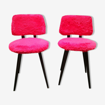 Pair of chairs "moumoute" red 70's