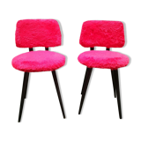 Pair of chairs "moumoute" red 70's