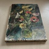 Bouquet, old fabric signed Rouban