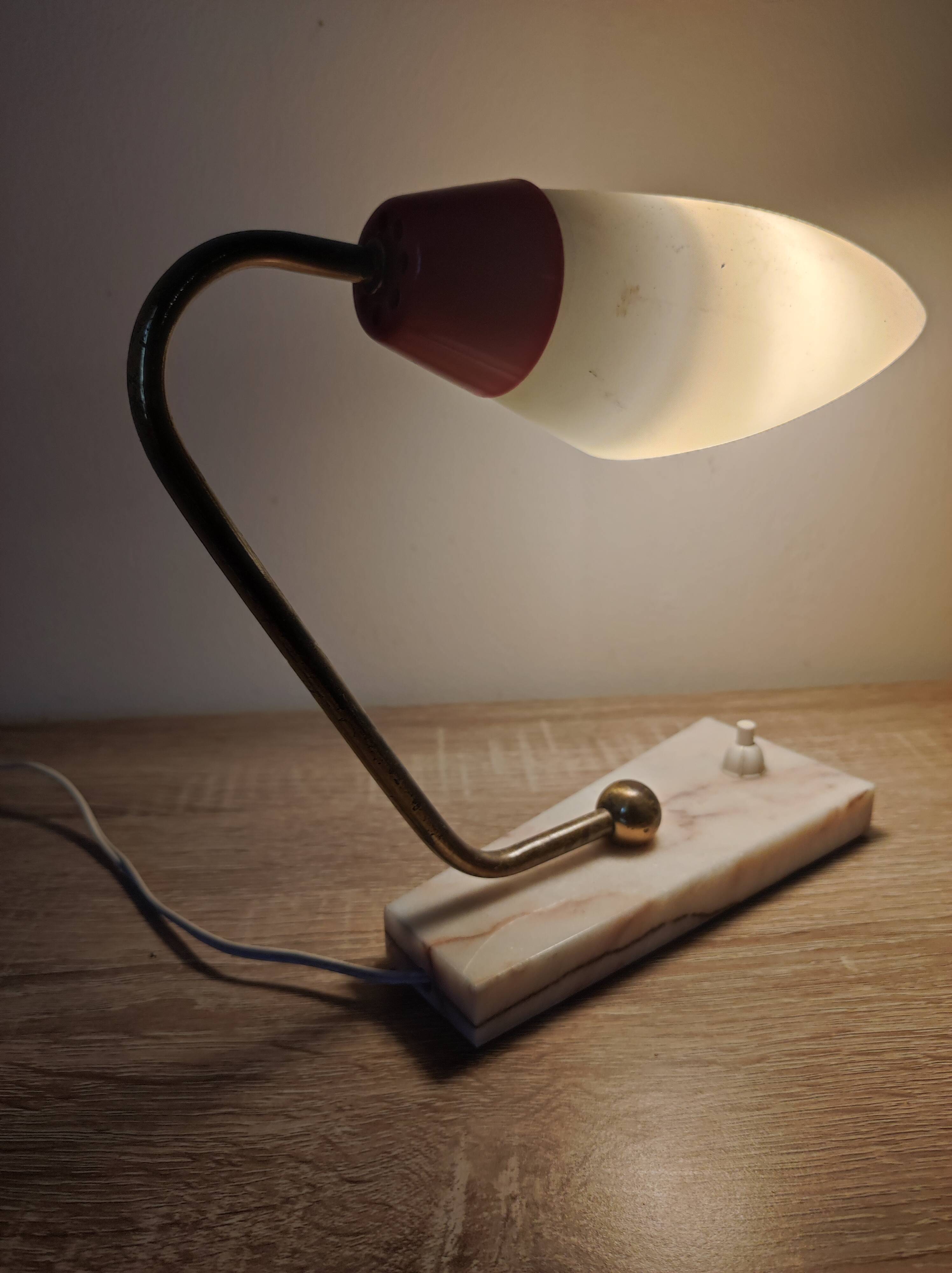 Lamp gooseneck tulip beveled glass brass vintage marble